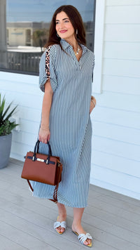 Striped Midi Shirt Dress