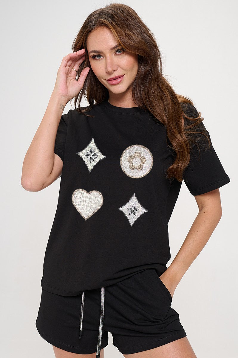 Shine Code - Plus Size Top - Black-110 Short Sleeve Tops-in2you-Coastal Bloom Boutique, find the trendiest versions of the popular styles and looks Located in Indialantic, FL