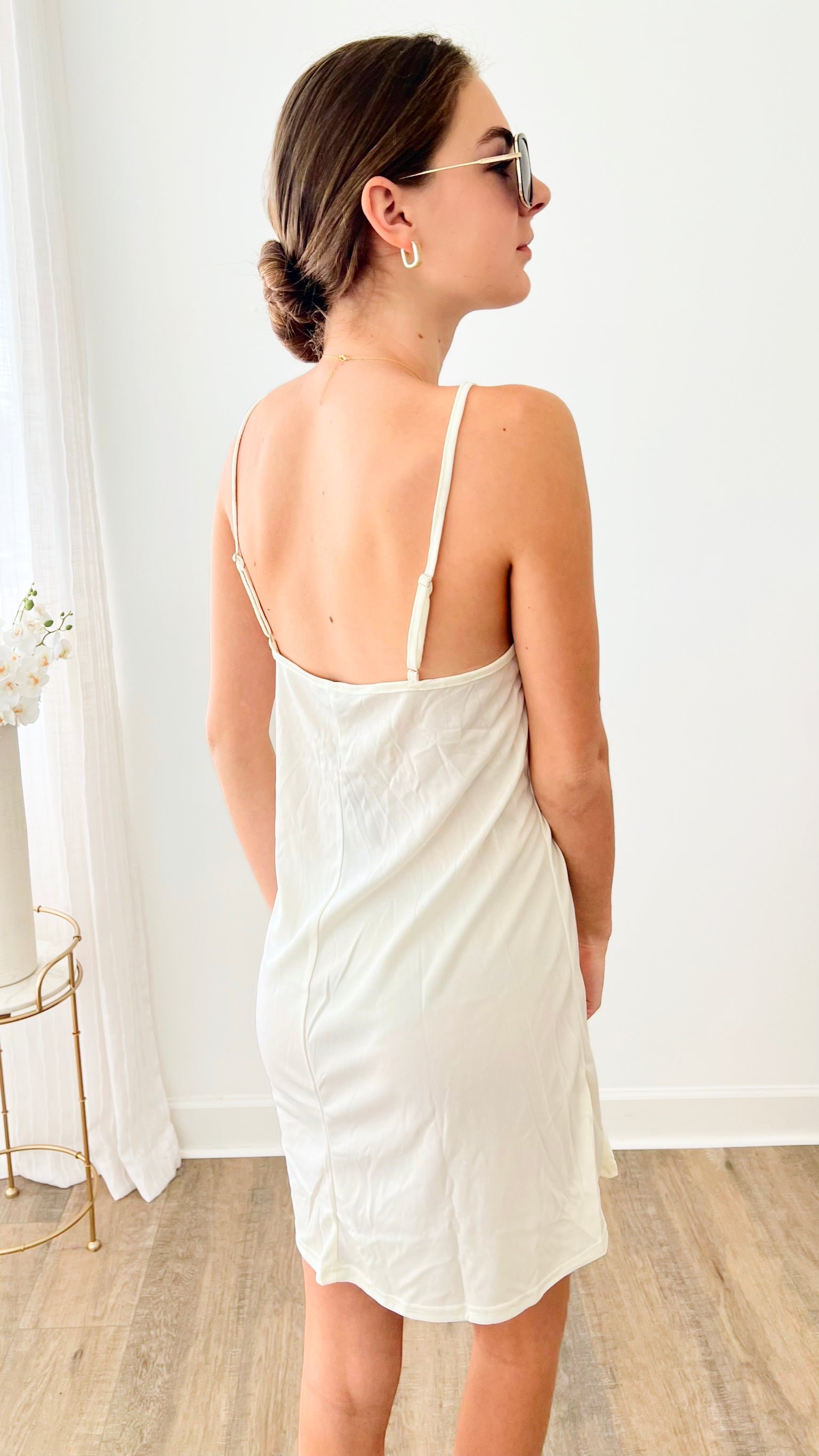 White v clearance neck slip dress