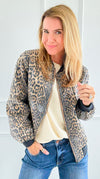 Trendy Zip-Up Leopard Bomber Jacket-160 Jackets-Fate Inc-Coastal Bloom Boutique, find the trendiest versions of the popular styles and looks Located in Indialantic, FL