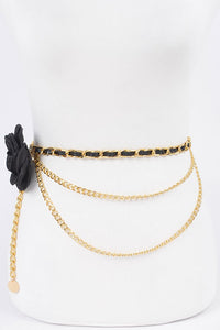 Midnight Rose Chain Belt - Gold/Black-260 Other Accessories-H&D-Coastal Bloom Boutique, find the trendiest versions of the popular styles and looks Located in Indialantic, FL