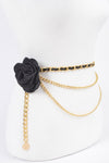 Midnight Rose Chain Belt - Gold/Black-260 Other Accessories-H&D-Coastal Bloom Boutique, find the trendiest versions of the popular styles and looks Located in Indialantic, FL