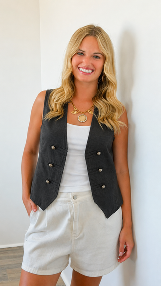 Commanding  Italian Vest- Black