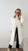 Chic Long Split Italian Sweater - Ivory-150 Cardigans/Layers-Italianissimo/Z Studio-Coastal Bloom Boutique, find the trendiest versions of the popular styles and looks Located in Indialantic, FL