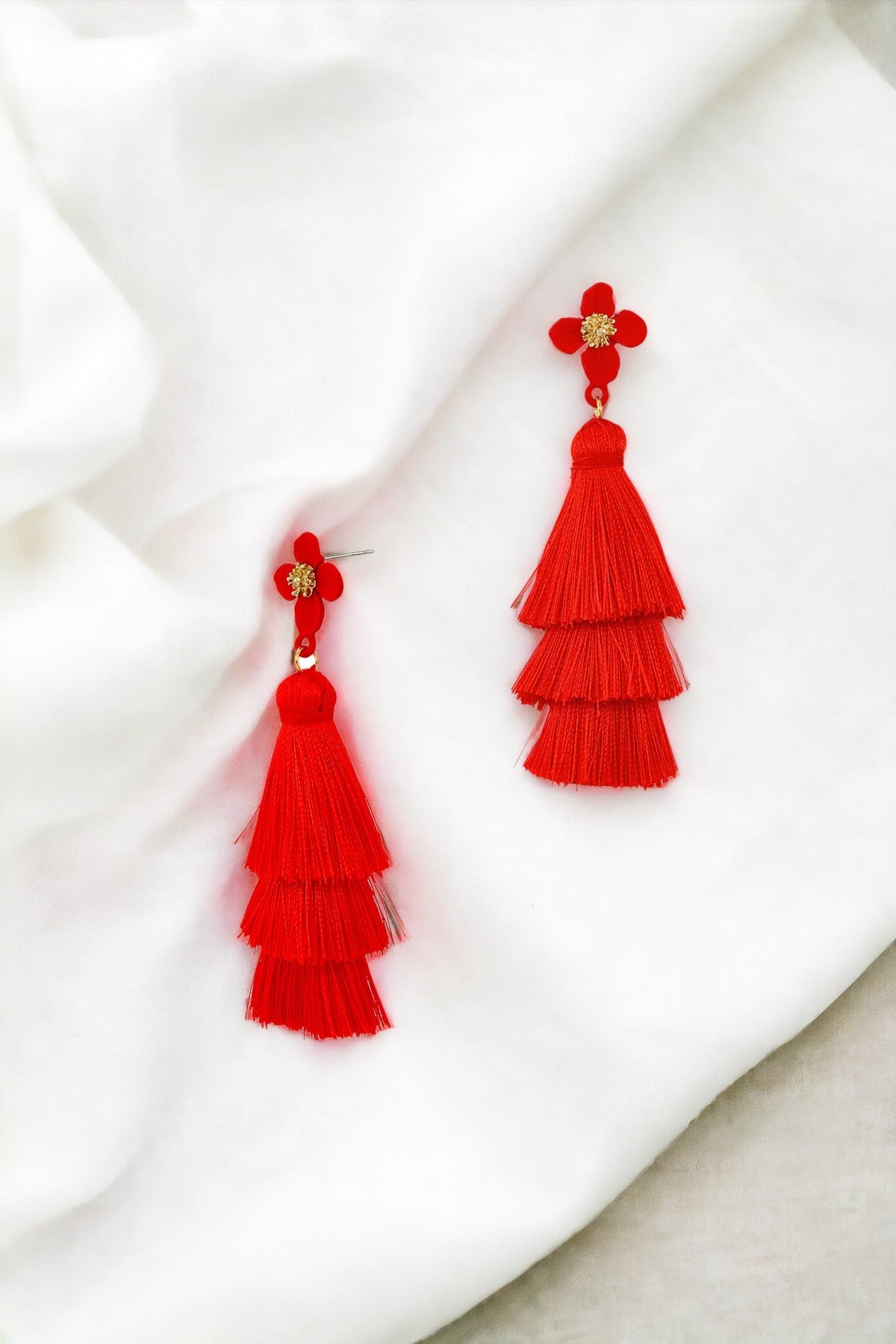 Shiny Flower Tassel Earring-230 Jewelry-ICCO ACCESSORIES-Coastal Bloom Boutique, find the trendiest versions of the popular styles and looks Located in Indialantic, FL