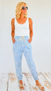 Washed Paisley Printed Joggers-180 Joggers-oddi-Coastal Bloom Boutique, find the trendiest versions of the popular styles and looks Located in Indialantic, FL