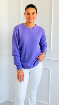 Round Neck Basic Sweater - Lavender-140 Sweaters-Zenana-Coastal Bloom Boutique, find the trendiest versions of the popular styles and looks Located in Indialantic, FL
