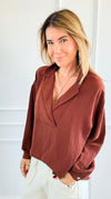 Textured Treasure Woven Top-110 Long Sleeve Tops-LIME 'N' CHILI-Coastal Bloom Boutique, find the trendiest versions of the popular styles and looks Located in Indialantic, FL