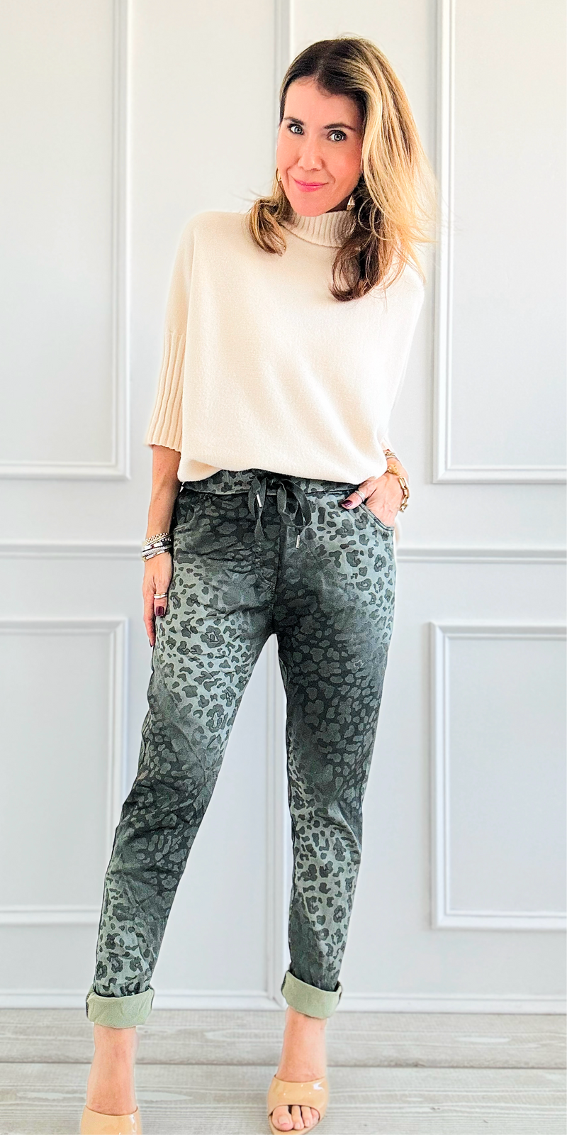 Wish List Animal Print Italian Joggers- Olive-pants-Italianissimo-Coastal Bloom Boutique, find the trendiest versions of the popular styles and looks Located in Indialantic, FL