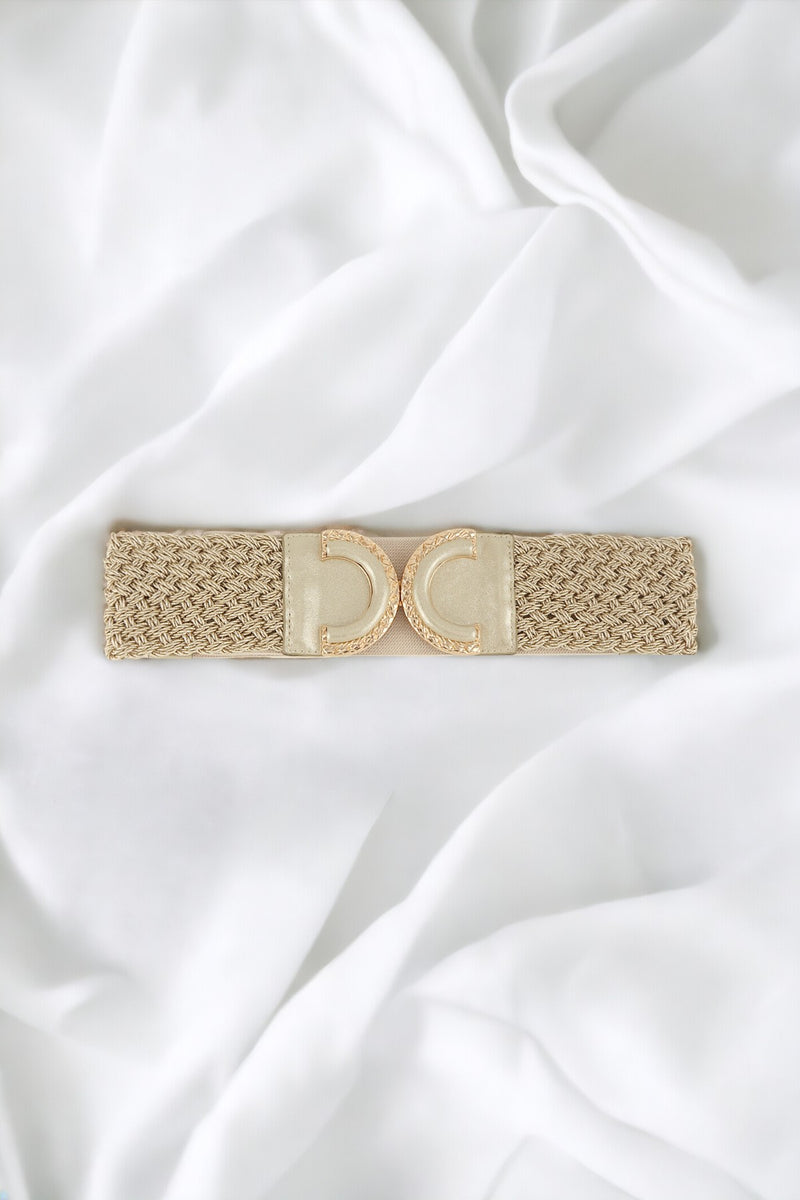 Straw Knitted Elastic Belt - Gold-260 Other Accessories-ICCO ACCESSORIES-Coastal Bloom Boutique, find the trendiest versions of the popular styles and looks Located in Indialantic, FL