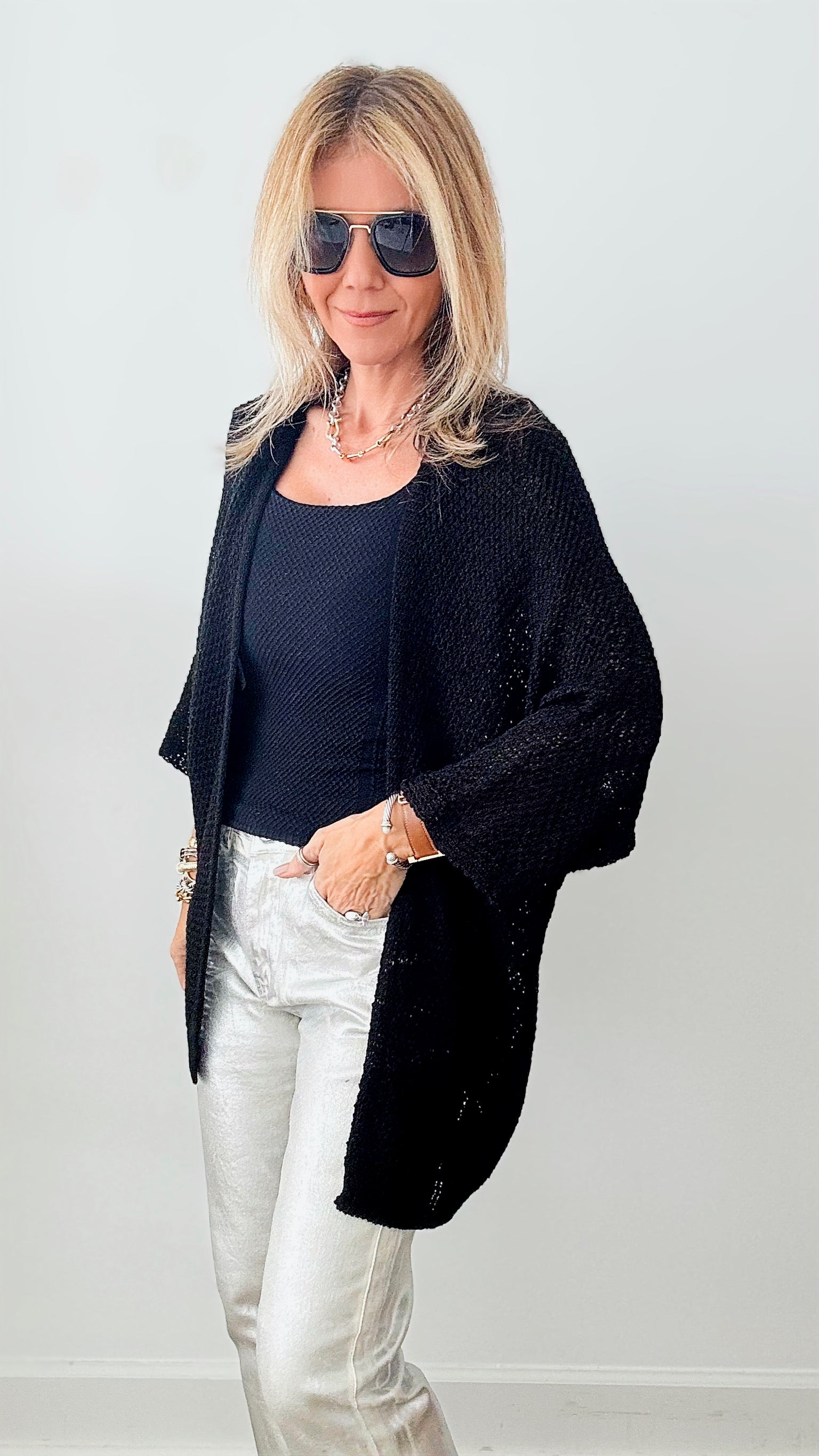 August Italian Cardigan - Black-150 Cardigans/Layers-Germany-Coastal Bloom Boutique, find the trendiest versions of the popular styles and looks Located in Indialantic, FL