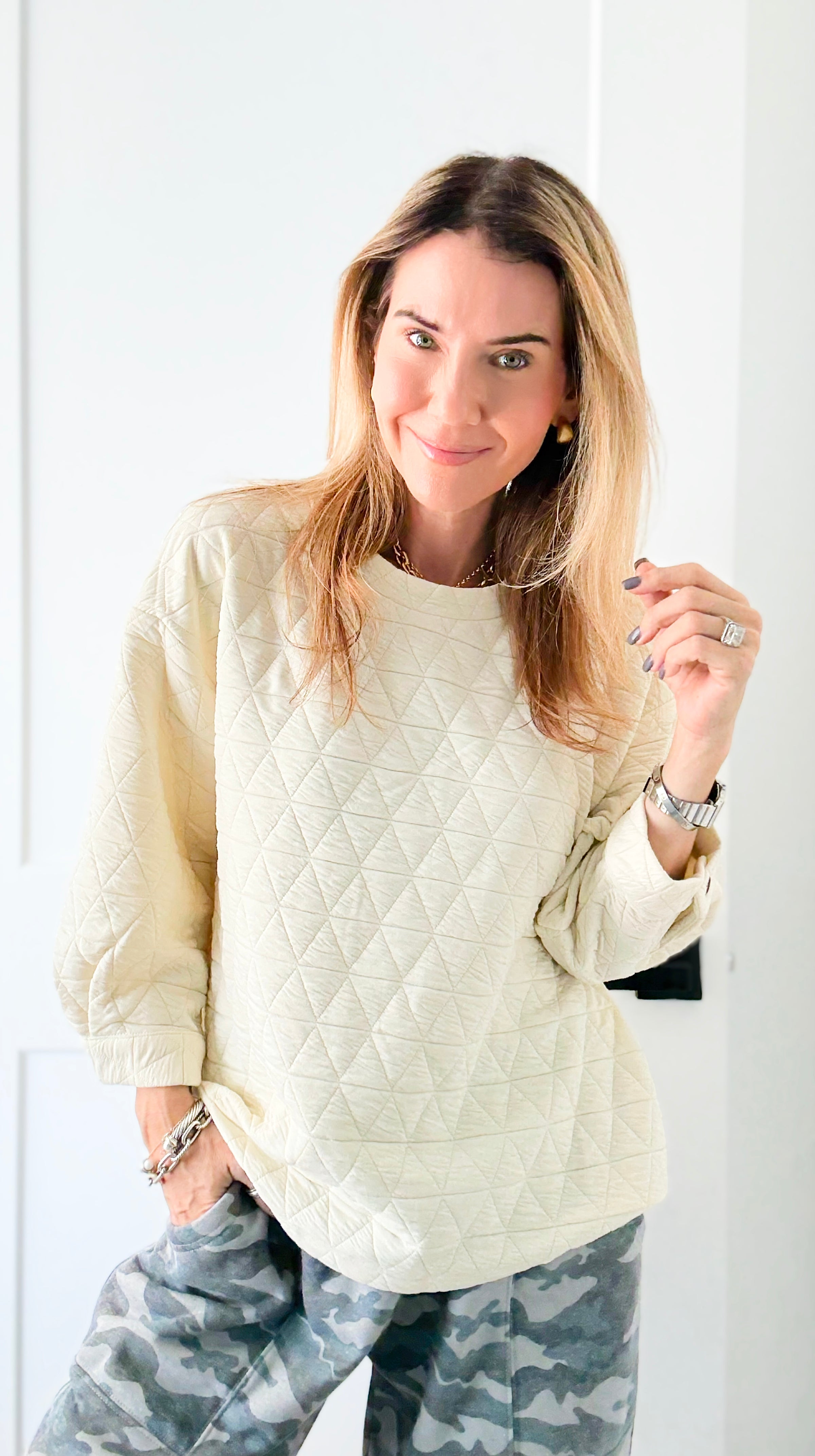 Quilted Ease Top-130 Long Sleeve Tops-JODIFL-Coastal Bloom Boutique, find the trendiest versions of the popular styles and looks Located in Indialantic, FL