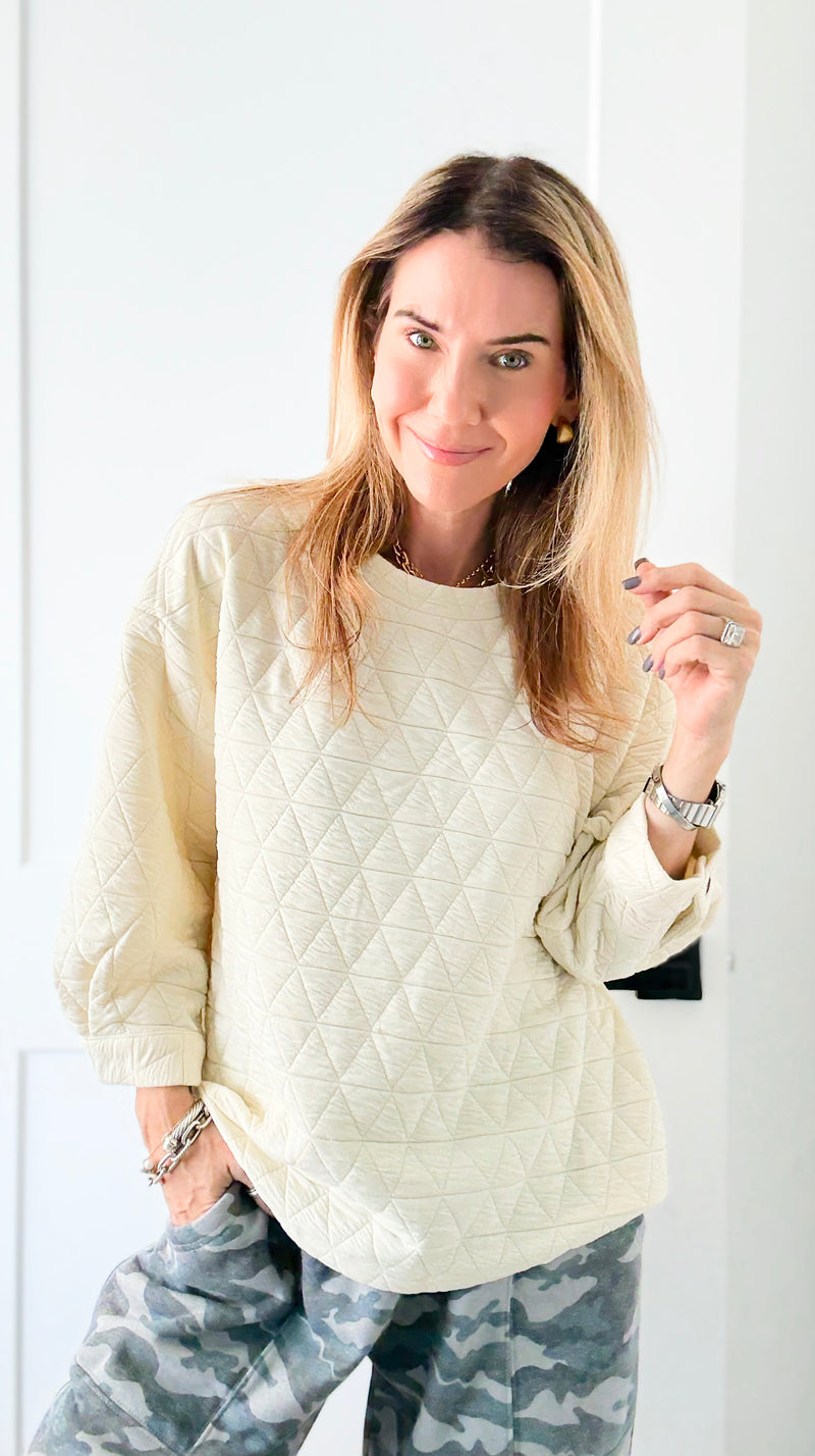 Quilted Ease Top-130 Long Sleeve Tops-JODIFL-Coastal Bloom Boutique, find the trendiest versions of the popular styles and looks Located in Indialantic, FL