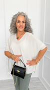 Relaxed Ease V-Neck Italian Top- Off White-110 short Sleeve Top-PROFITER-Coastal Bloom Boutique, find the trendiest versions of the popular styles and looks Located in Indialantic, FL