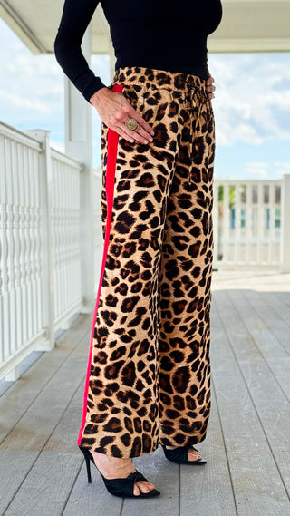 Leopard Stripe Lounge Pants - Red/Wild