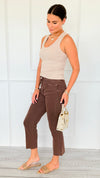 Washed Edge Cropped Jeans - Brown-190 Denim-Zenana-Coastal Bloom Boutique, find the trendiest versions of the popular styles and looks Located in Indialantic, FL