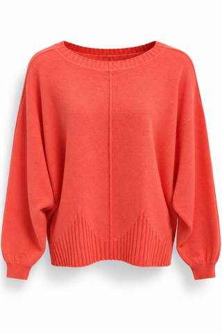 Break Free Seam Detail Italian Sweater - Coral