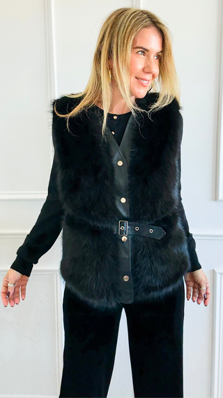 Midnight Whisper Belted Vest - Black-150 Cardigans/Layers-NYW-Coastal Bloom Boutique, find the trendiest versions of the popular styles and looks Located in Indialantic, FL