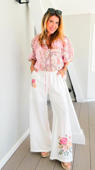 Breezy Bloom Pants - White