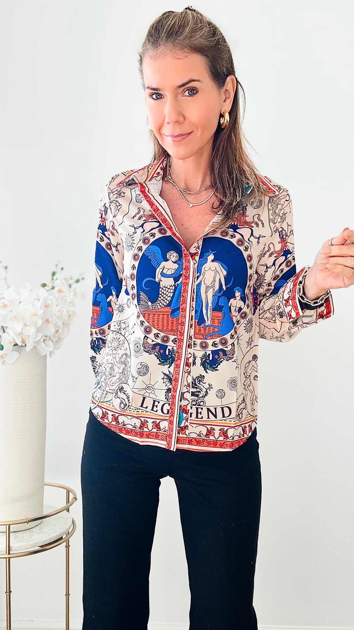 Magical Long Sleeve Silk Blouse-130 Long Sleeve Tops-Chasing Bandits-Coastal Bloom Boutique, find the trendiest versions of the popular styles and looks Located in Indialantic, FL
