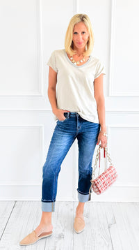 Weekend Plans Cuff Slim Jeans-190 Denim-Mica Denim-Coastal Bloom Boutique, find the trendiest versions of the popular styles and looks Located in Indialantic, FL