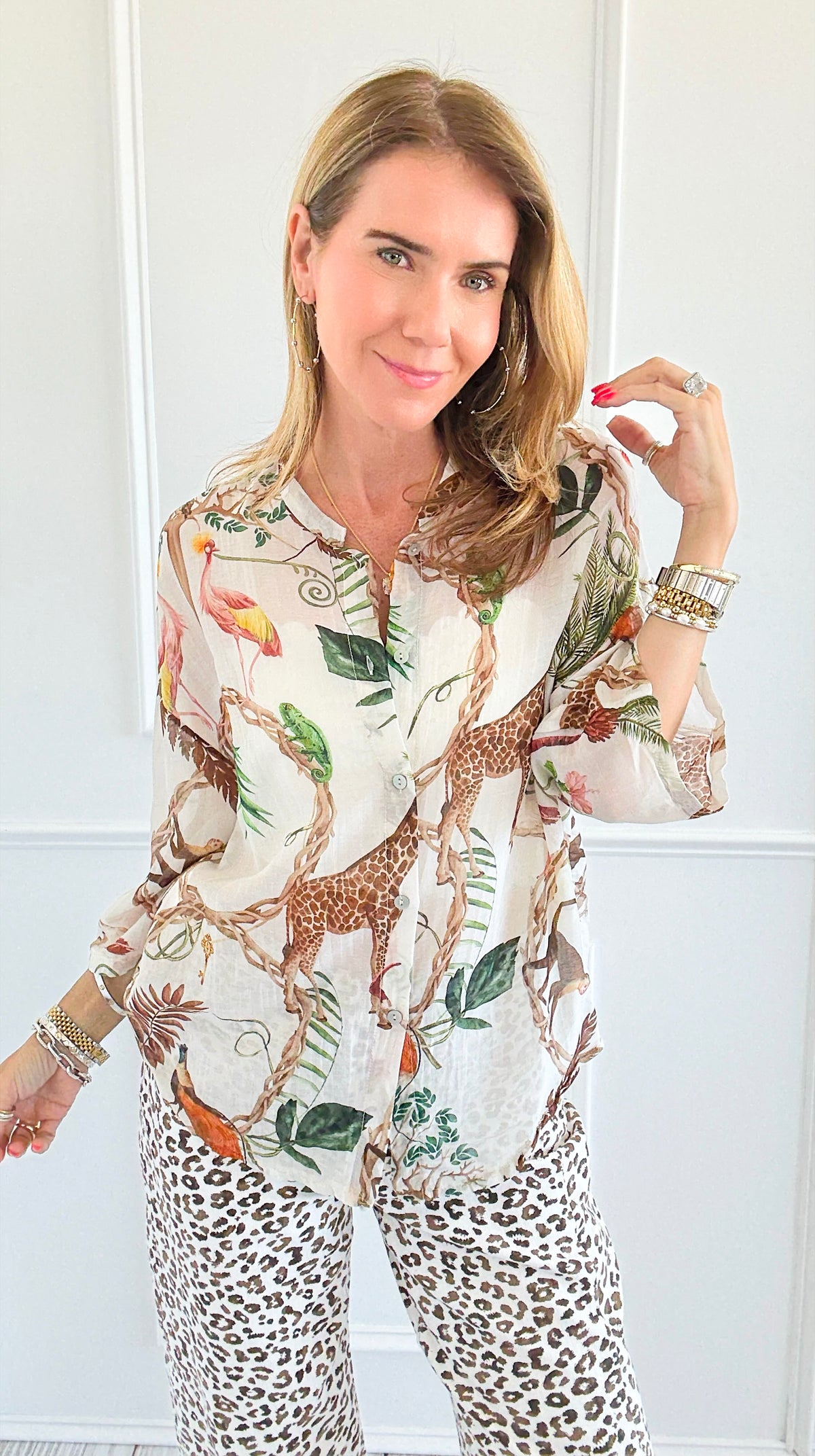Safari Paradise Italian Shirt-170 Bottoms-Italianissimo-Coastal Bloom Boutique, find the trendiest versions of the popular styles and looks Located in Indialantic, FL