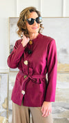 Garden Affair Belted Jacket - Red-160 Jackets-LA ROS-Coastal Bloom Boutique, find the trendiest versions of the popular styles and looks Located in Indialantic, FL