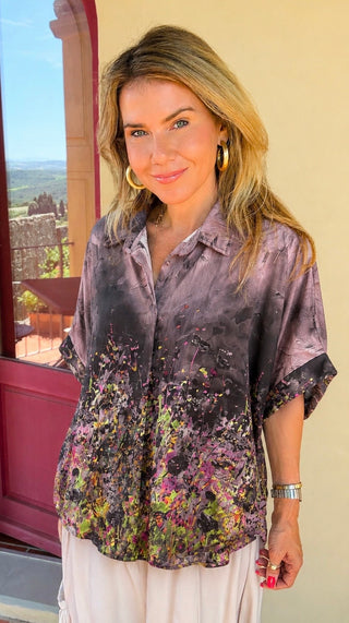 Evening in Bloom Italian Button Down Top