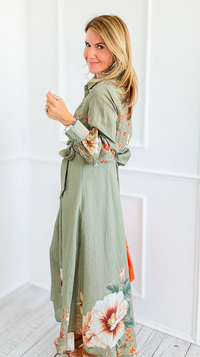 Botanic Cascade Maxi Shirt Dress-200 Dresses/Jumpsuits/Rompers-Rokoko-Coastal Bloom Boutique, find the trendiest versions of the popular styles and looks Located in Indialantic, FL