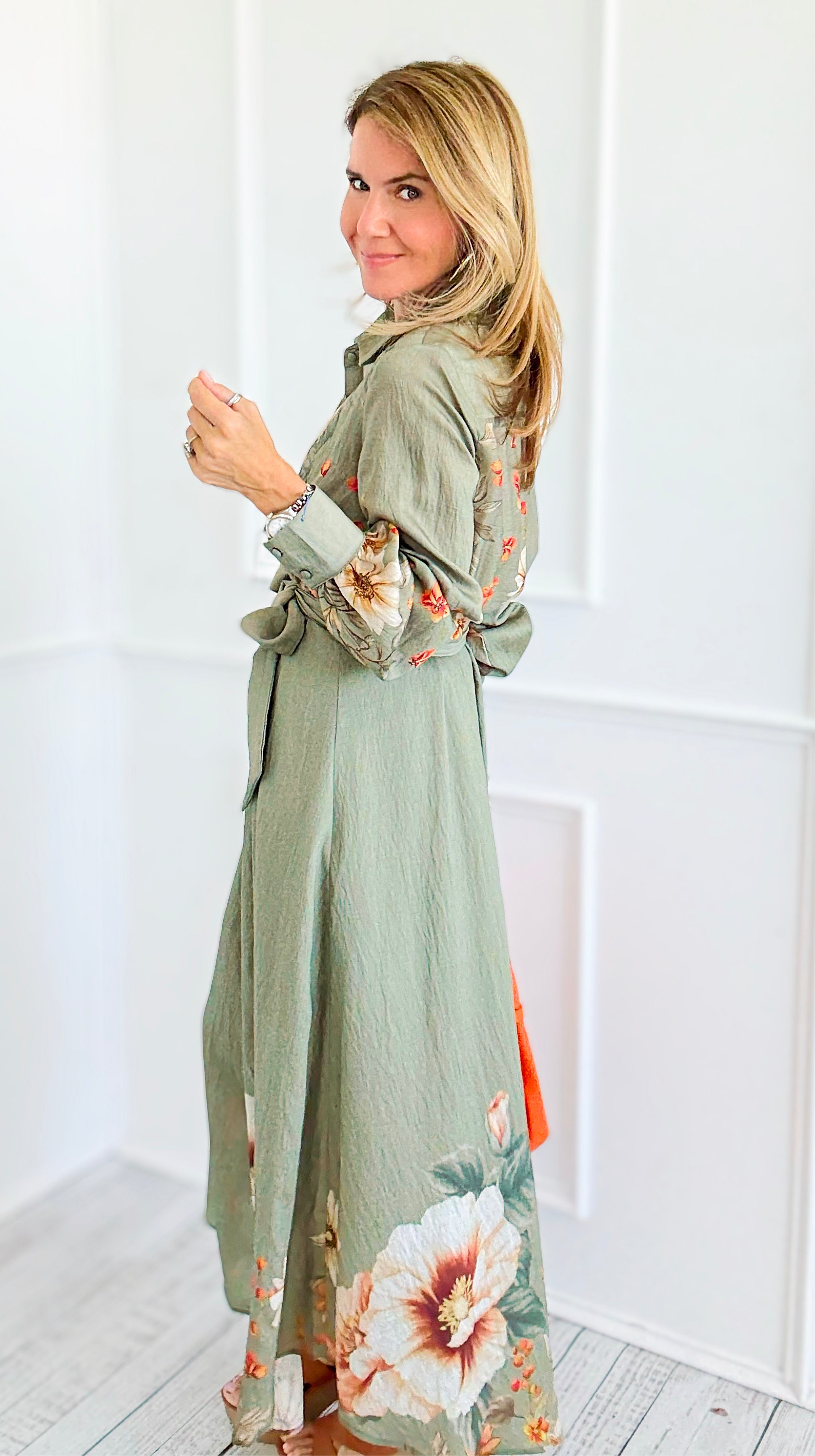 Botanic Cascade Maxi Shirt Dress-200 Dresses/Jumpsuits/Rompers-Rokoko-Coastal Bloom Boutique, find the trendiest versions of the popular styles and looks Located in Indialantic, FL