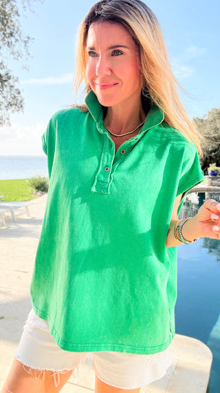 Sunlit Ease Top -  Kelly Green