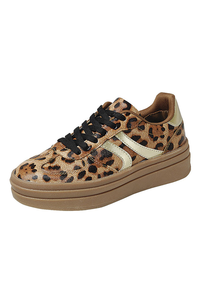 Casual Luxe Lace-Up Sneakers - Leopard/Gold-250 Shoes-Let's See Style-Coastal Bloom Boutique, find the trendiest versions of the popular styles and looks Located in Indialantic, FL