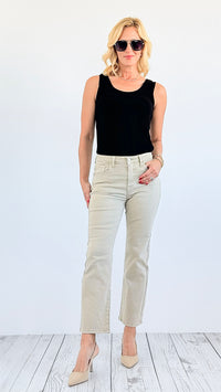 Mid Rise Straight Denim - Sand-190 Denim-Risen-Coastal Bloom Boutique, find the trendiest versions of the popular styles and looks Located in Indialantic, FL