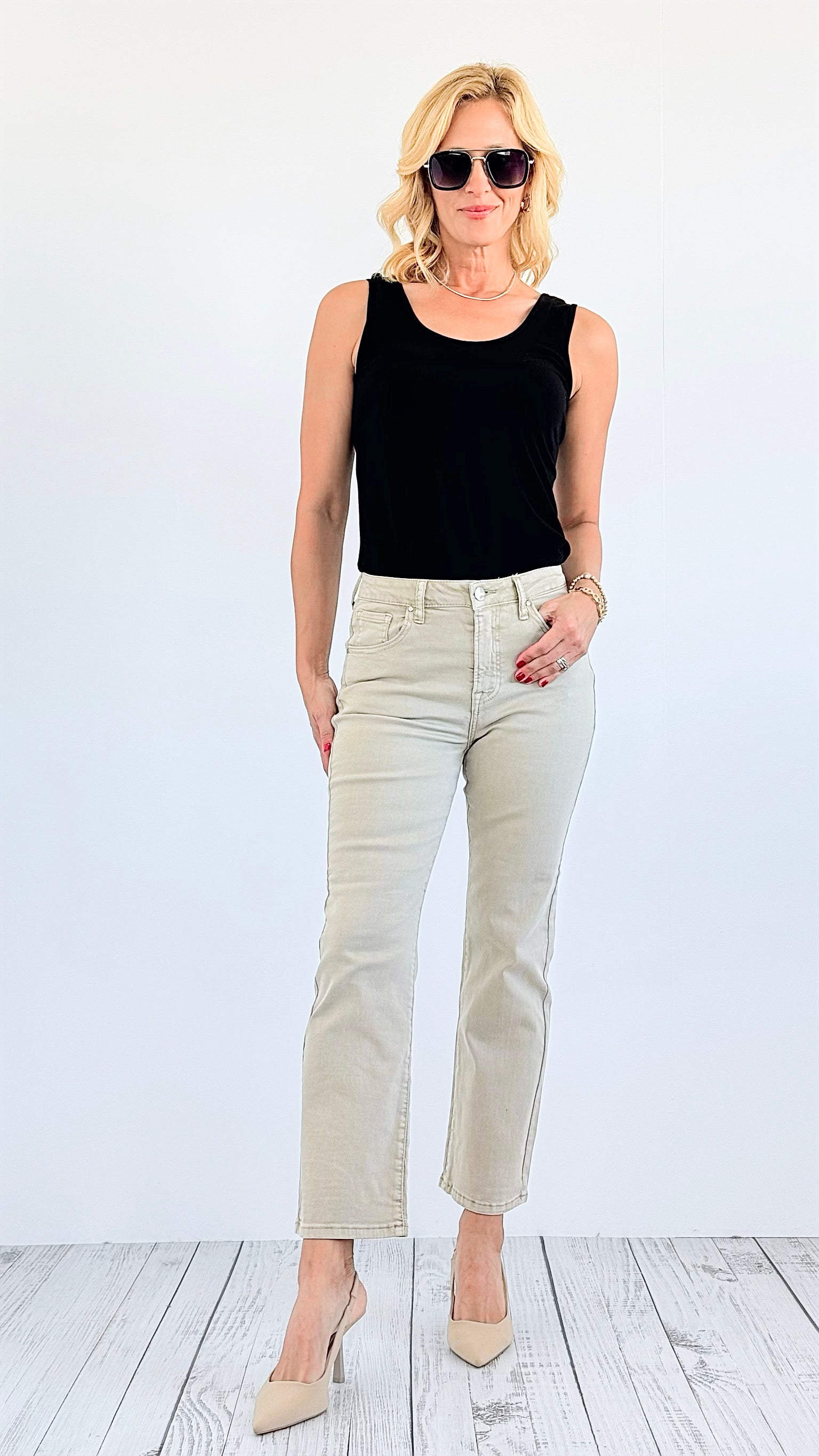 Mid Rise Straight Denim - Sand-190 Denim-Risen-Coastal Bloom Boutique, find the trendiest versions of the popular styles and looks Located in Indialantic, FL