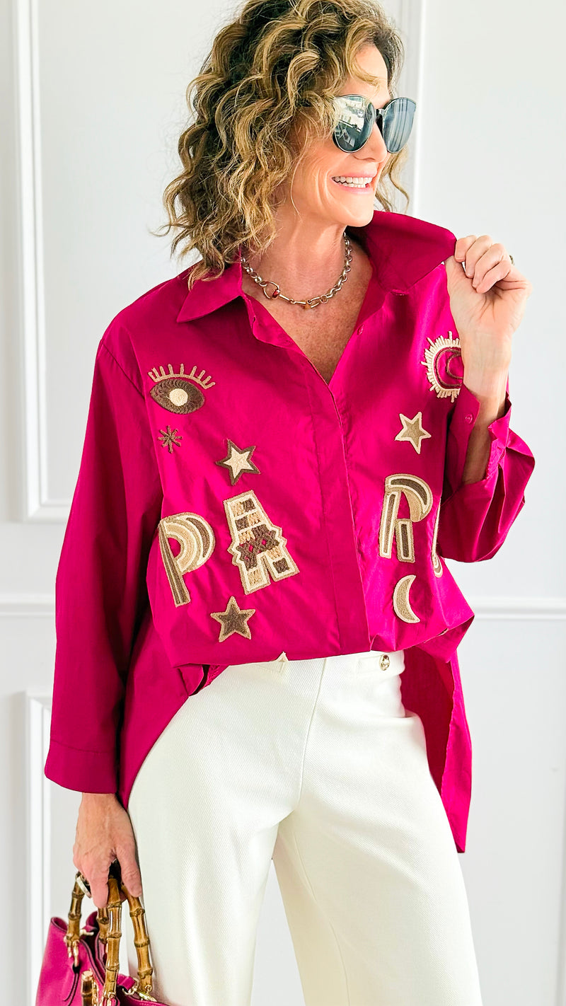Astro Paris Italian Blouse-130 Long Sleeve Tops-AMIRA-Coastal Bloom Boutique, find the trendiest versions of the popular styles and looks Located in Indialantic, FL
