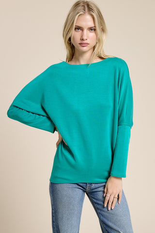 The Margo Scuba Long Sleeve Top - Emerald