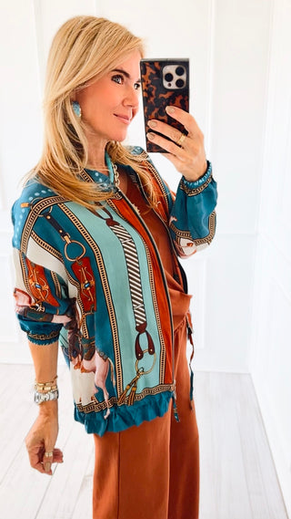 Pre Order - Saddle Club Italian Zip Up Jacket- Teal