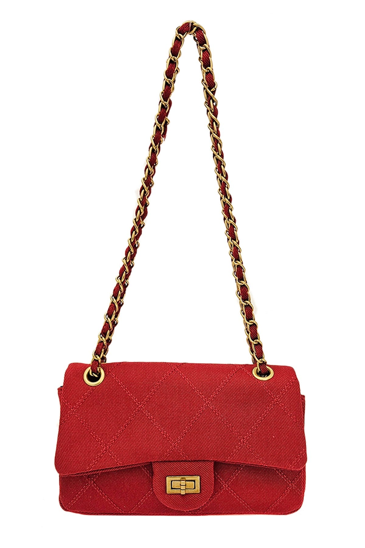 Vintage Glam Turn-Lock Bag - Red-240 Bags-ICCO ACCESSORIES-Coastal Bloom Boutique, find the trendiest versions of the popular styles and looks Located in Indialantic, FL