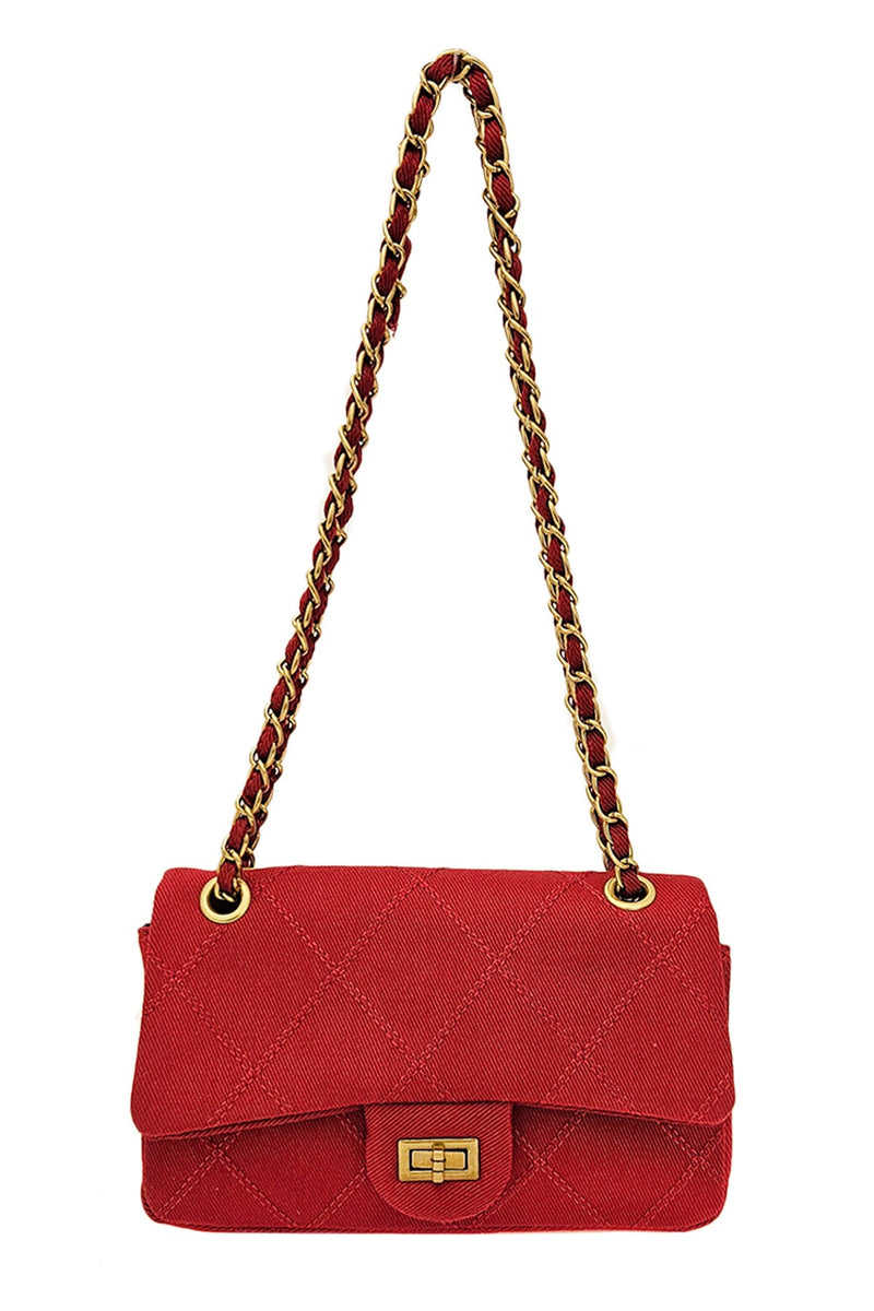 Vintage Glam Turn-Lock Bag - Red-240 Bags-ICCO ACCESSORIES-Coastal Bloom Boutique, find the trendiest versions of the popular styles and looks Located in Indialantic, FL