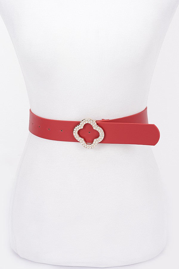 Clover Charm Statement Belt - Red-260 Other Accessories-H&D-Coastal Bloom Boutique, find the trendiest versions of the popular styles and looks Located in Indialantic, FL