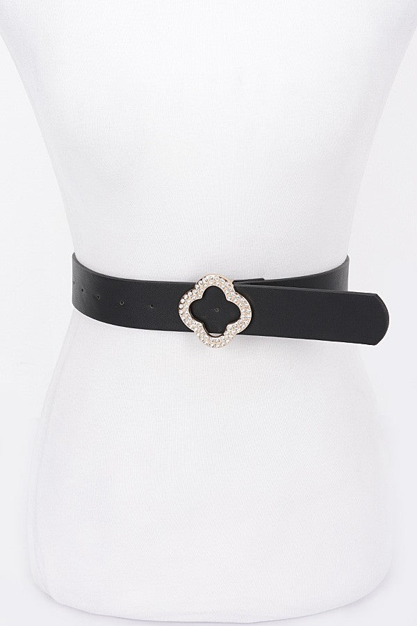 Clover Charm Statement Belt - Black-260 Other Accessories-H&D-Coastal Bloom Boutique, find the trendiest versions of the popular styles and looks Located in Indialantic, FL