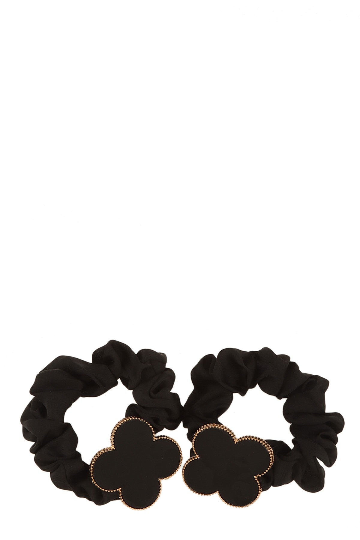 Luxe Clover Scrunchie Set - Black-260 Other Accessories-ICCO ACCESSORIES-Coastal Bloom Boutique, find the trendiest versions of the popular styles and looks Located in Indialantic, FL