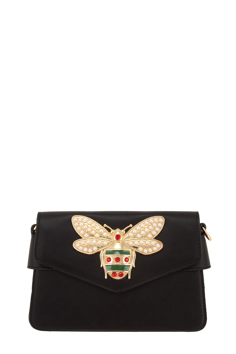 Bee Luxe Statement Crossbody Bag - Black-240 Bags-ICCO ACCESSORIES-Coastal Bloom Boutique, find the trendiest versions of the popular styles and looks Located in Indialantic, FL