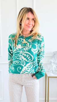 Verdant Bloom Sweater-140 Sweaters-Rousseau-Coastal Bloom Boutique, find the trendiest versions of the popular styles and looks Located in Indialantic, FL