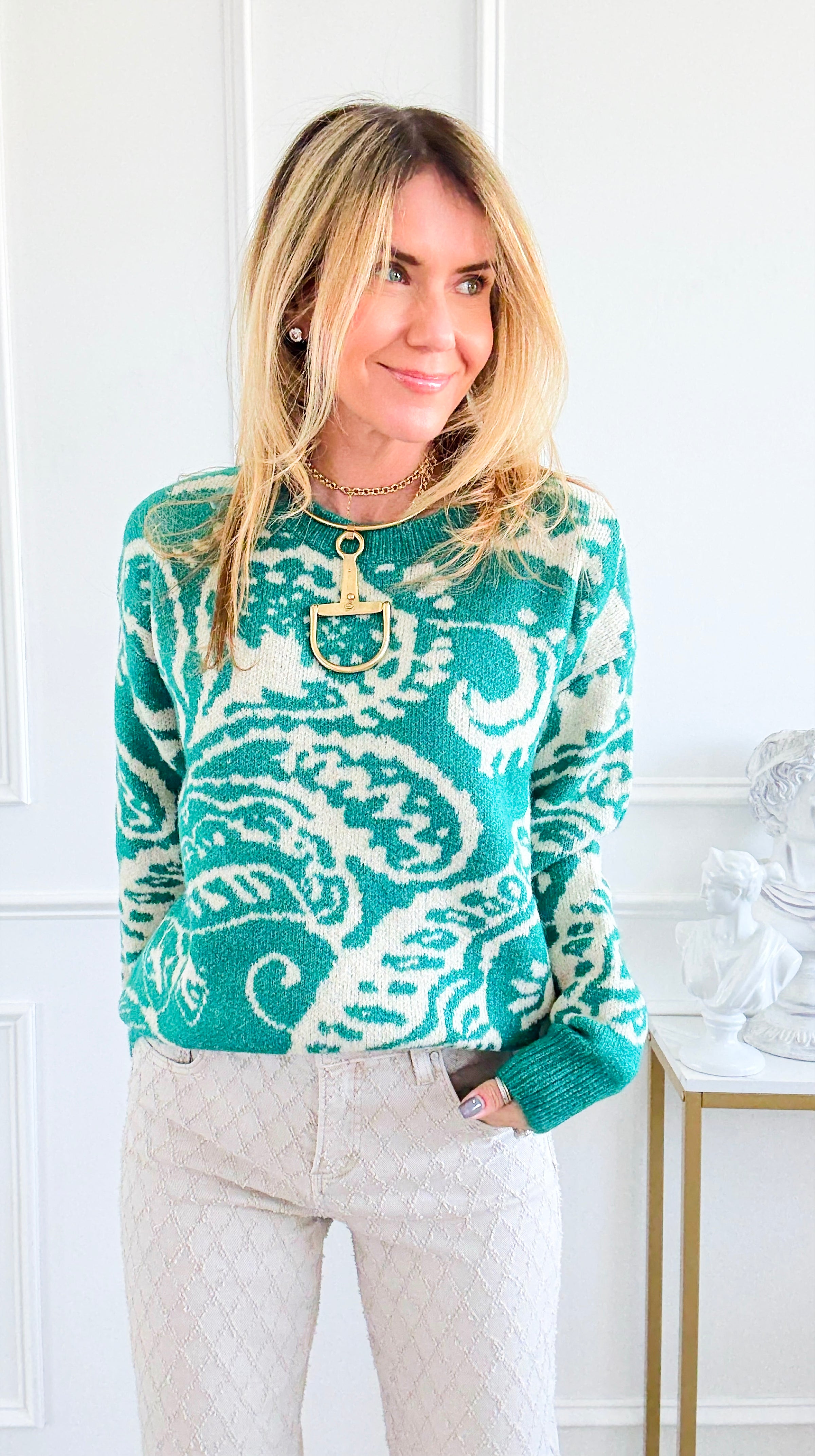 Verdant Bloom Sweater-140 Sweaters-Rousseau-Coastal Bloom Boutique, find the trendiest versions of the popular styles and looks Located in Indialantic, FL