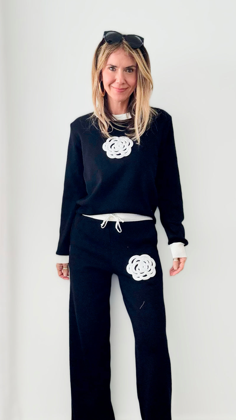 "Will You Accept My Rose?" Rose Embroidered Knit Set-140 Sweaters-Chasing Bandits-Coastal Bloom Boutique, find the trendiest versions of the popular styles and looks Located in Indialantic, FL