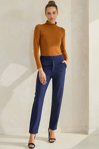 Signature Mid-Rise Ponte Pants -Navy-170 Bottoms-YELETE-Coastal Bloom Boutique, find the trendiest versions of the popular styles and looks Located in Indialantic, FL