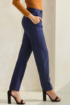 Signature Mid-Rise Ponte Pants -Navy-170 Bottoms-YELETE-Coastal Bloom Boutique, find the trendiest versions of the popular styles and looks Located in Indialantic, FL
