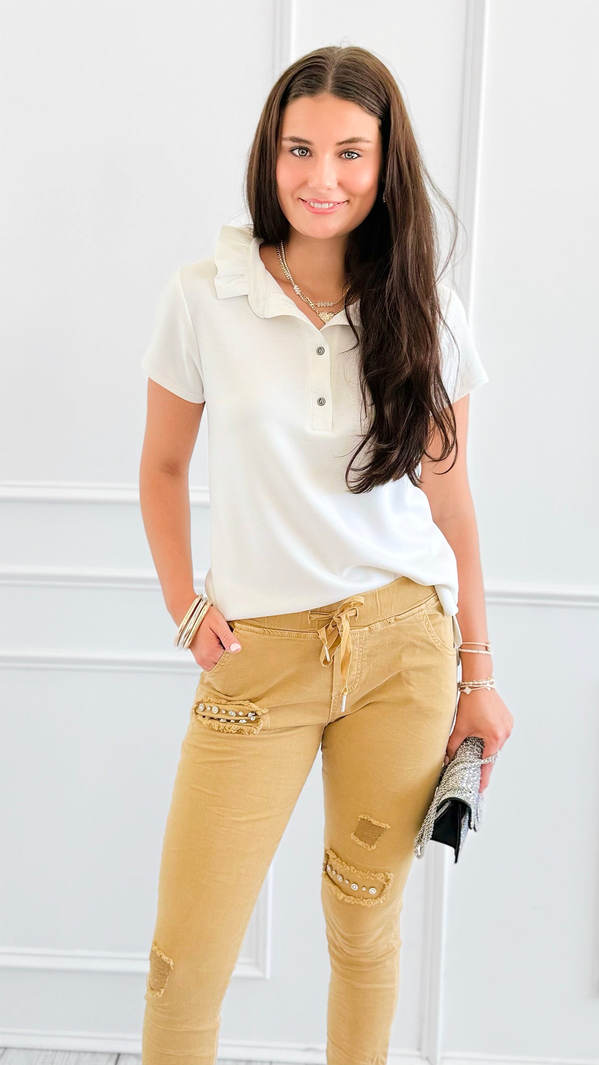 Glitter & Glam Joggers-100 Pants-MILAN SLV-Coastal Bloom Boutique, find the trendiest versions of the popular styles and looks Located in Indialantic, FL