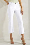 Flared Elegance Cropped Pants - White-170 Bottoms-YELETE-Coastal Bloom Boutique, find the trendiest versions of the popular styles and looks Located in Indialantic, FL